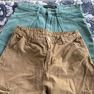Lioness Teal & Khaki High-Waist Carpenter Pans Bundle XS